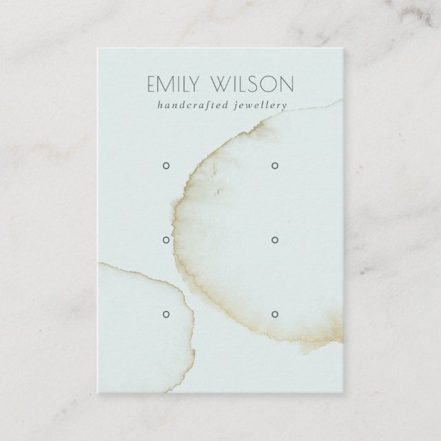 SOFT AQUA GOLD ABSTRACT 3 EARRING DISPLAY LOGO BUSINESS CARD (Front)