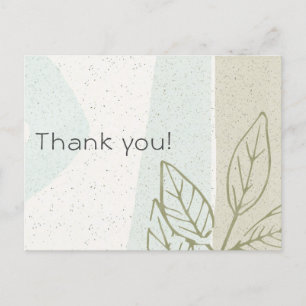 SOFT AQUA GREY MODERN ABSTRACT ART WAVES THANK YOU POSTCARD
