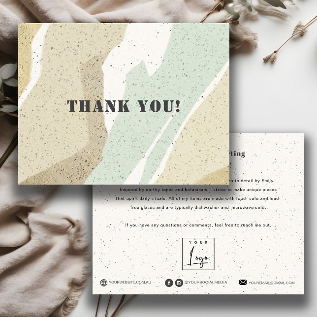 SOFT AQUA GREY MODERN ABSTRACT ART WAVES THANK YOU POSTCARD (Creator Uploaded)