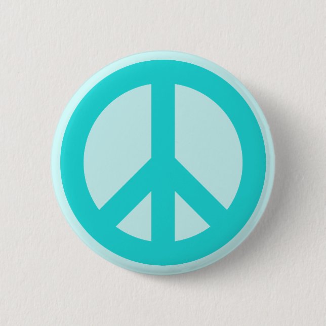 Soft Aqua Peace Symbol 6 Cm Round Badge (Front)