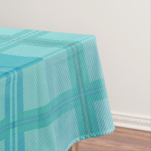 Soft Aqua Teal Green Plaid Aesthetic Tablecloth