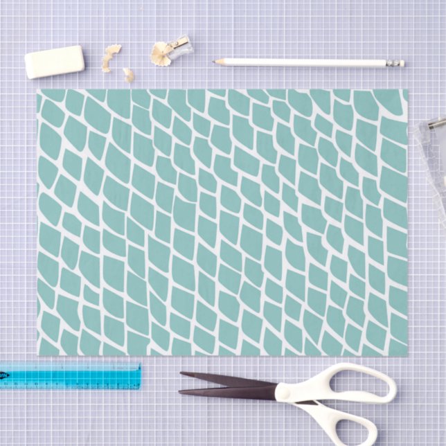 Soft Aqua White Fish Scales Mermaid Decoupage Tissue Paper (Craft)