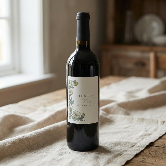 Soft Art Nouveau Botanical Wedding Wine Label (Soft Art Nouveau Botanical Wedding Wine Label)