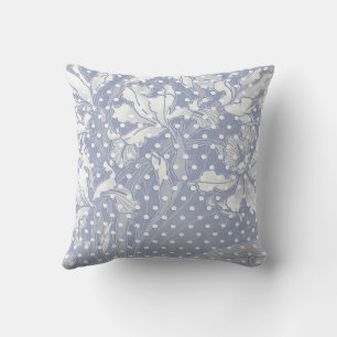 Soft Art Nouveau Flowers on Polka Dots Pillow