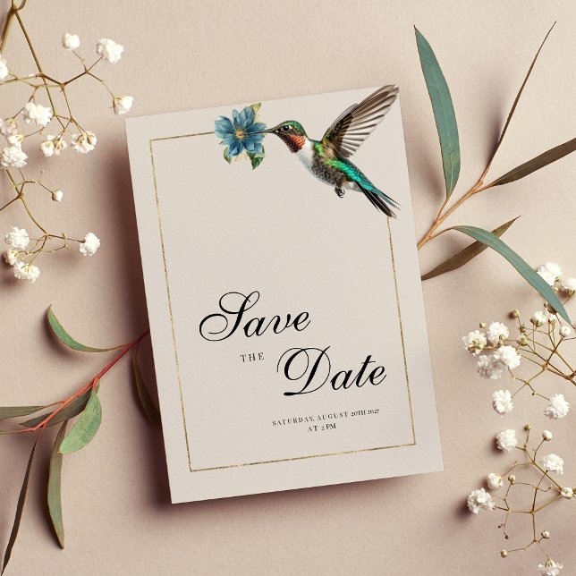 Soft ash shade colourful  hummingbird Save The Dat Invitation (Soft ash shade colorful hummingbird Save The Date )