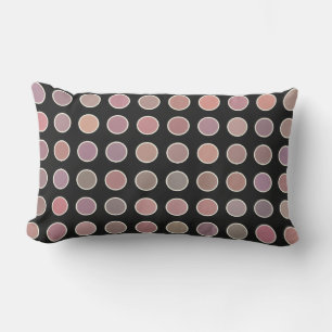 Soft Autumn Colour Polka Dots on Charcoal Black Lumbar Cushion