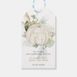 Soft Autumn Greenery Gold Pumpkin Shower Favours Gift Tags