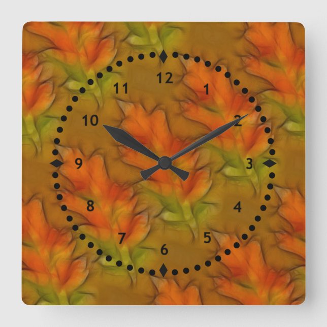 Soft Autumn Leaves Pattern Wall Clock (Front)