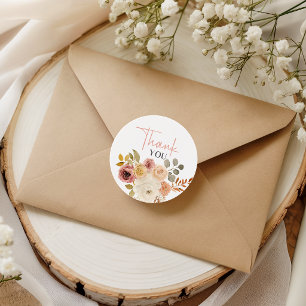 Soft Autumn Spring Floral Baby Shower Thank You Classic Round Sticker
