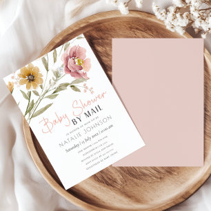 Soft Autumn Spring Floral Girl Baby Shower By Mail Invitation
