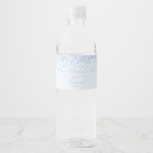Soft Baby Blue Glitter Water Bottle Label (Front)