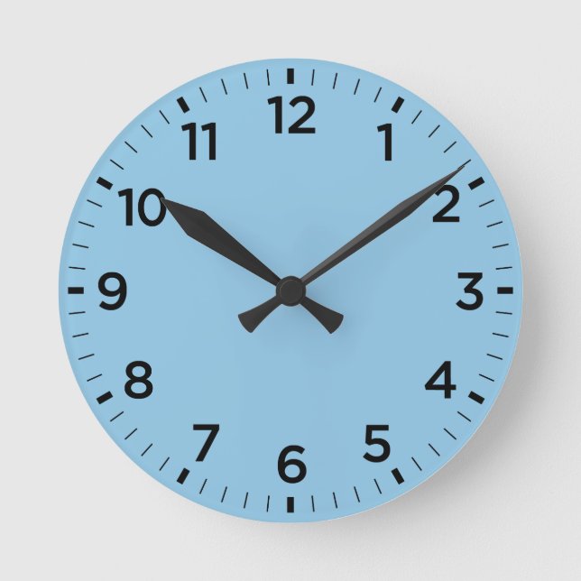 Soft Baby Blue Gloss Minimalist Wall Clock (Front)