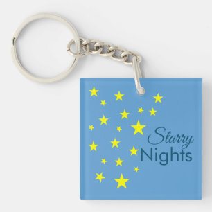 Soft Baby Picton Blue With Golden Stars Key Ring