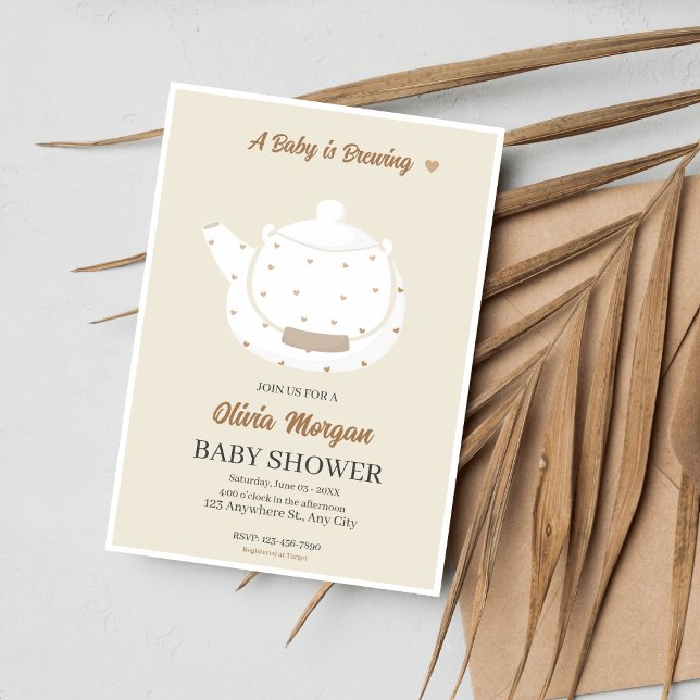 Soft Baby Shower Tea Party Teapot invitation card (Creator Uploaded)