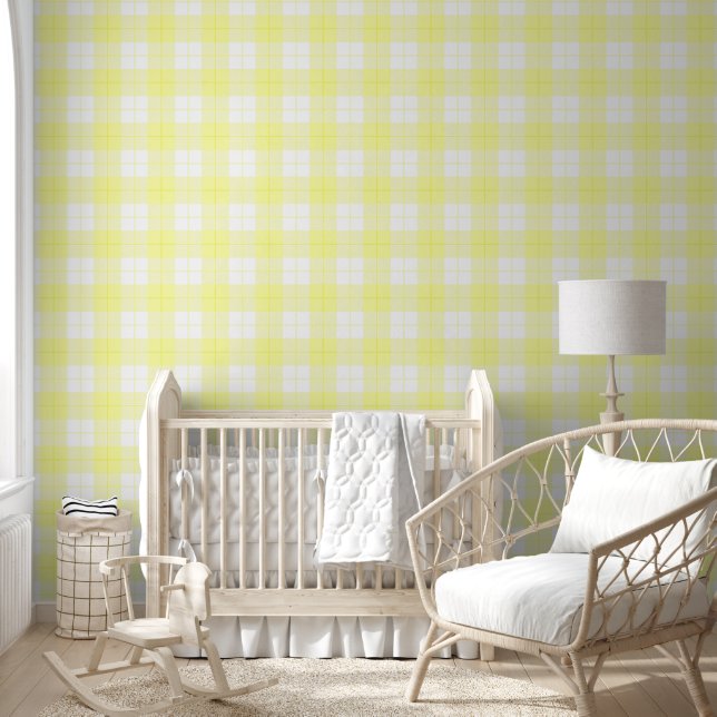 Soft Baby yellow and white plaid pattern Wallpaper (Kids)