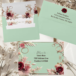Soft Baroque Elegance Maroon Roses Floral Motifs  Envelope