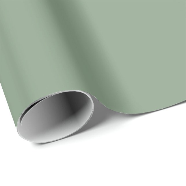 Soft Basil Green, Muted Neutral Solid Colour Wrapping Paper (Roll Corner)