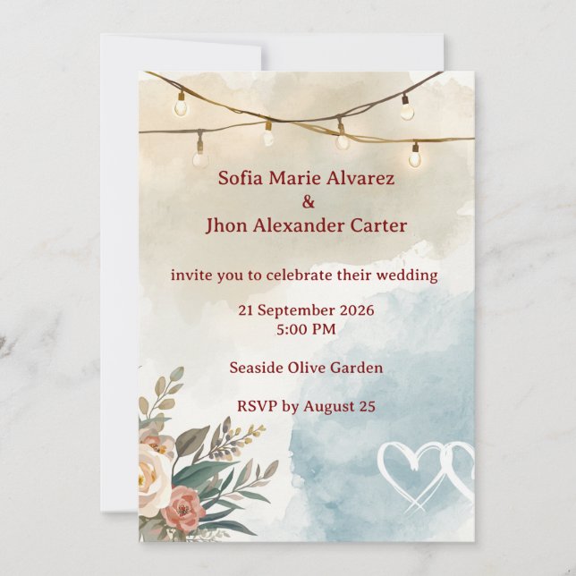 Soft Beach Elegance Modern Wedding Invitation (Front)