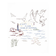 Soft Beach Summer Illustration | Coastal Poster