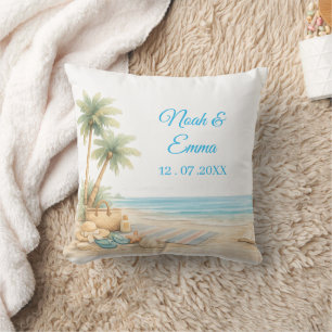 Soft Beach Tone Custom Guest Book Elegant Dreamy Cushion