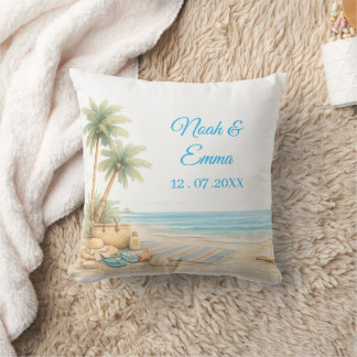 Soft Beach Tone Custom Guest Book Elegant Dreamy Cushion