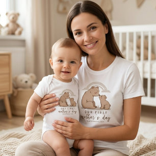 Soft Bear Mum Baby Love First Mothers Day Design T-Shirt