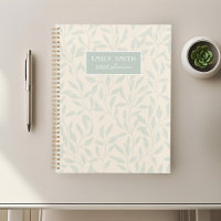 Soft Beige and Sage Foliage Custom Name