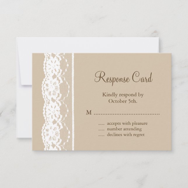 Soft Beige and Vintage Lace RSVP Card (Front)