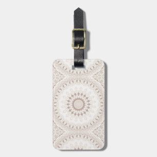Soft Beige and White Mandala Medallion Luggage Tag