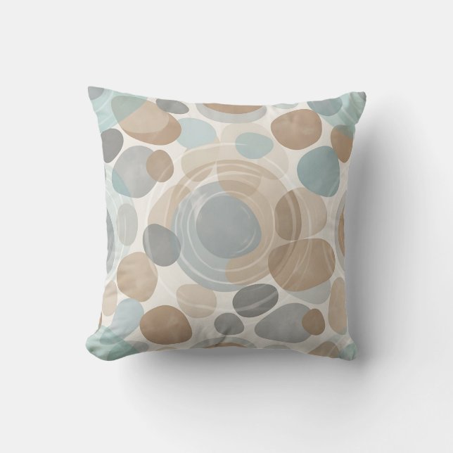 Soft Beige Blue Grey Minimalist Overlapping  Cushion (Front)