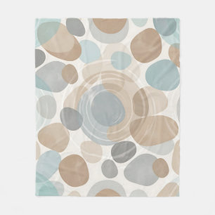 Soft Beige Blue Grey Minimalist Overlapping Fleece Blanket