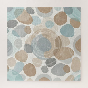Soft Beige Blue Grey Minimalist Overlapping Jigsaw Puzzle