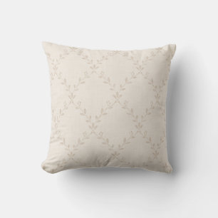 Soft Beige Boho Floral Trellis Pattern Cushion