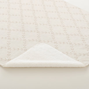Soft Beige Boho Floral Trellis Pattern Sherpa Blanket