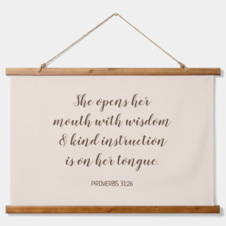 Soft Beige Calligraphy Bible Verse Text Hanging Tapestry
