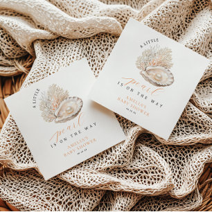 Soft Beige Coastal Pearl Baby Shower Napkins