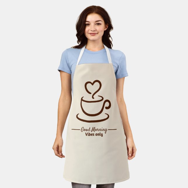 Soft Beige Coffee Apron – Good Morning Heart Desig (Worn)