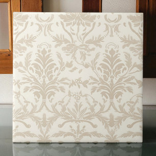 Soft Beige Damask Ceramic Tile