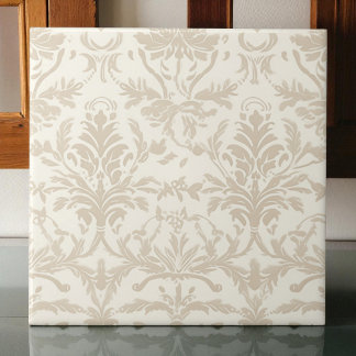 Soft Beige Damask Ceramic Tile