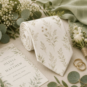 Soft Beige Delicate Botanical Tie