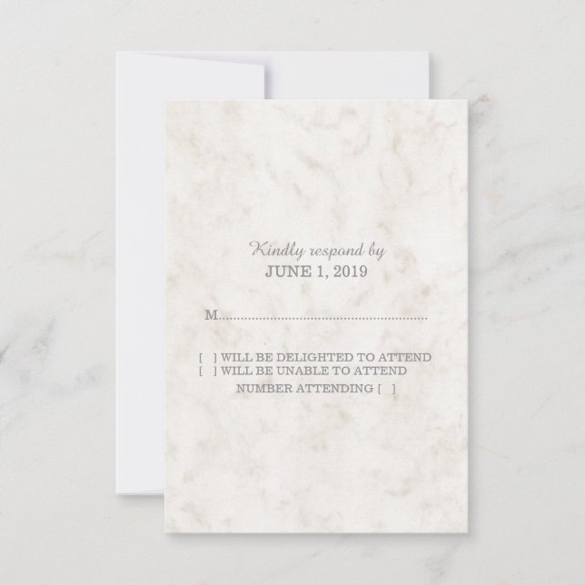 Soft Beige Elegant Marble RSVP Card (Front)