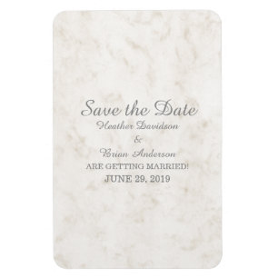 Soft Beige Elegant Marble Save the Date Magnet