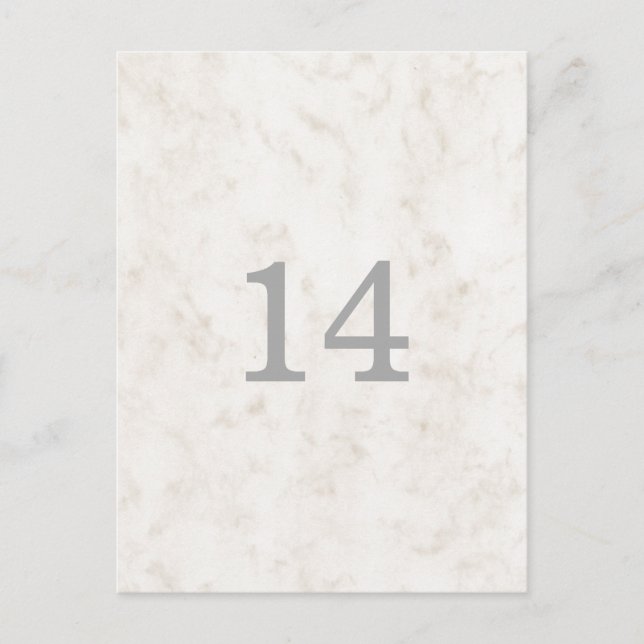 Soft Beige Elegant Marble Table Number Postcard (Front)