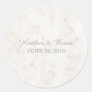 Soft Beige Elegant Marble Wedding Classic Round Sticker