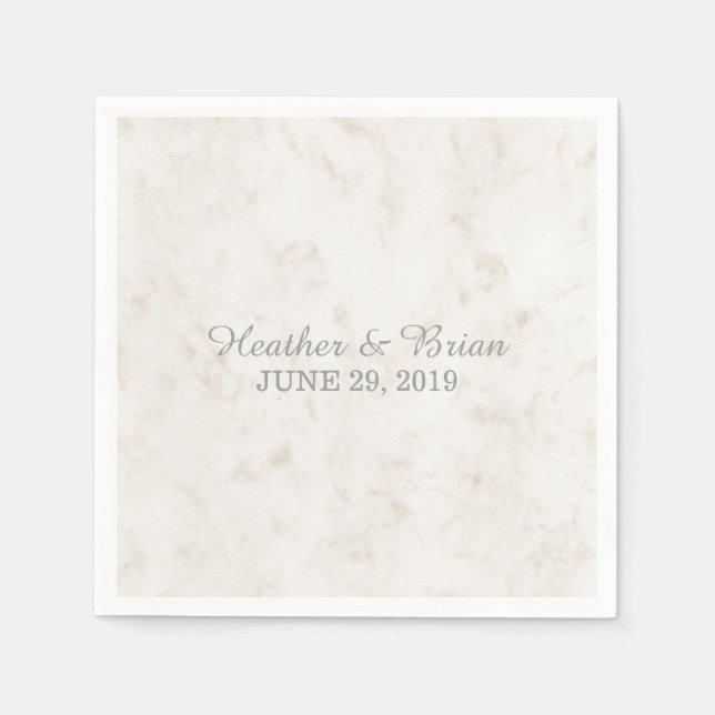 Soft Beige Elegant Marble Wedding Napkin (Front)