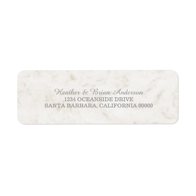Soft Beige Elegant Marble Wedding Return Address Label (Front)