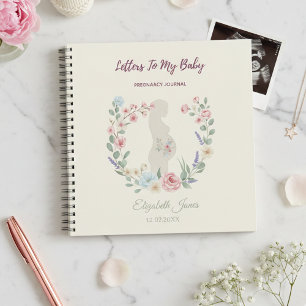 Soft Beige Floral Pregnancy Journal Keepsake