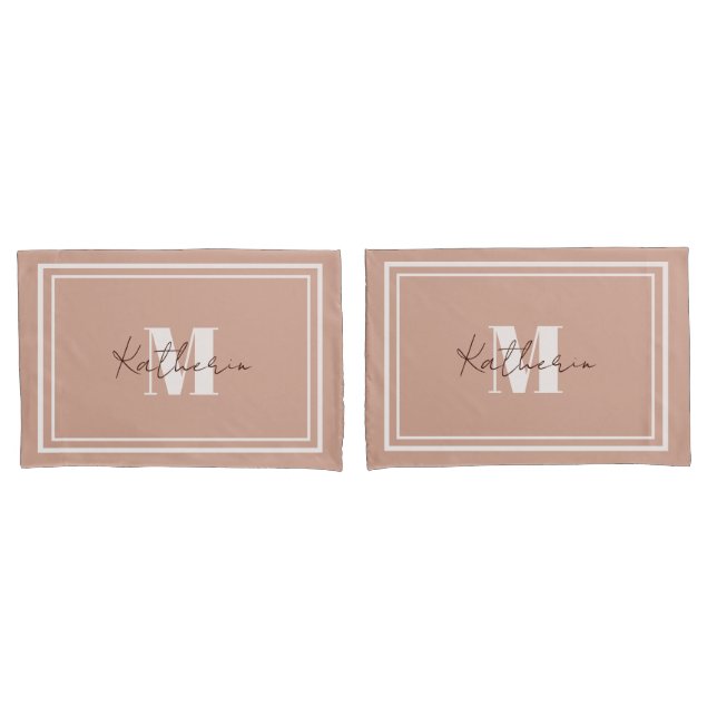 Soft Beige Named Pillow Case Colour D3A592 (Front-Set)