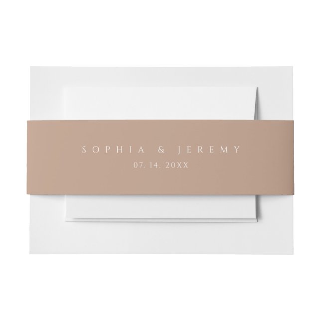 Soft Beige Natural Pastel Wedding  Monogram  Invitation Belly Band (Front Example)