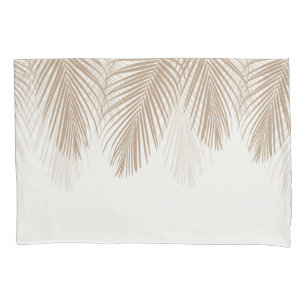 Soft Beige Palm Leaves Finesse 1 #tropical #art Pillowcase